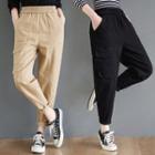 High-waist Plain Harem Cargo Pants