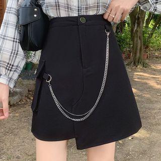 High-waist Chain Asymmetric A-line Skort