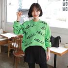 Letter-pattern Cashmere Blend Boxy Sweater