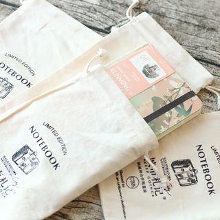 Printed Drawstring Linen Cotton Pouch Without Notebook - Pouch - One Size