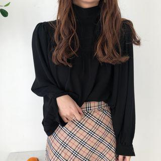 Puff Sleeve Loose-fit High Neck Top
