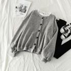 Plain Loose-fit Jacket Gray - One Size