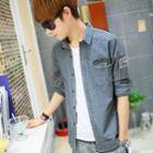 Long-sleeve Applique Denim Shirt