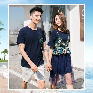 Couple Matching Short-sleeve T-shirt / Shorts / A-line Midi Dress