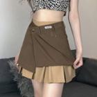 Set: Asymmetrical Mini A-line Skirt + Pleated Skirt