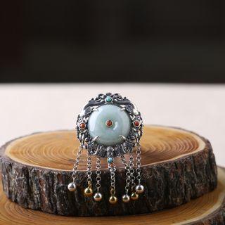 Faux Gemstone Sterling Silver Fringed Earring