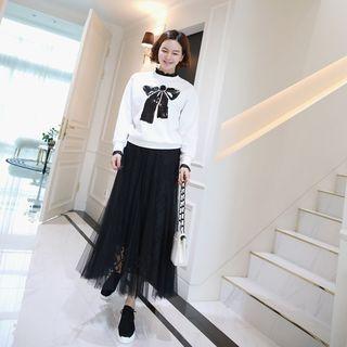 Band-waist Laced Tulle Skirt