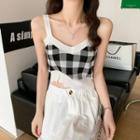 Gingham Crop Knit Camisole Top