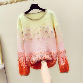 Sequined Gradient Oversize Sweater
