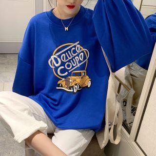 Lettering Car Print Pullover