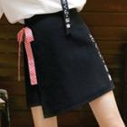 Asymmetric Hem Character Mini Skirt