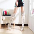 Perforated High Heel Boots