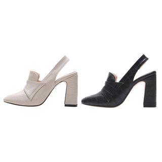 Croc-effect Sling-back Pumps