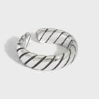 Sterling Silver Open Ring Black Stripes - Transparent - One Size