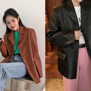 4-button Pleather Blazer