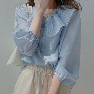 Peter Pan Collar Elbow-sleeve Chiffon Shirt