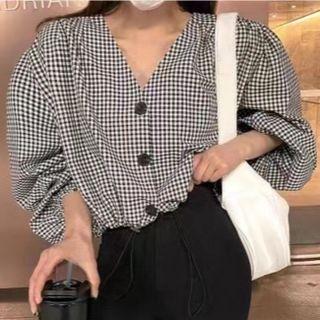 Button-up Gingham Blouse