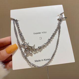 Star Layered Necklace X820 - Silver - Silver - One Size
