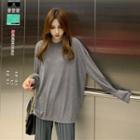 Plain Long-sleeve T-shirt / Wide-leg Pants