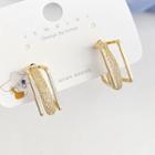 Alloy Square Open Hoop Earring 1 Pair - 01 - Gold - One Size