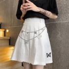 High-waist Mini Pleated Skirt / Layered Waist Chain