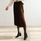 Two-way Pleated-panel Long Knit Skirt