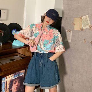 Short-sleeve Map Print Shirt