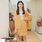 Set: Cardigan + Knit Mini Skirt Yellow - One Size