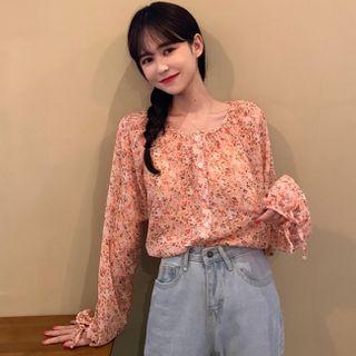 Floral 3/4-sleeve Top Floral - Pink - One Size