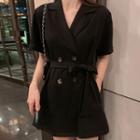 Short-sleeve Double-breasted Wide-leg Playsuit