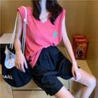 Star Printed Loose-fit Sleeveless Top / High-waist Shorts