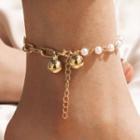 Faux Pearl Alloy Anklet 13324 - One Size