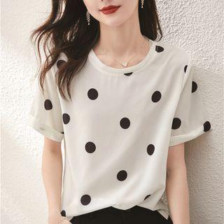 Short-sleeve Dot Print T-shirt