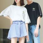 Couple Matching Leaf Embroidered Short-sleeve T-shirt