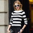Long-sleeve Striped Basic Sweater