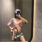 Short-sleeve Side-tie Asymmetrical T-shirt