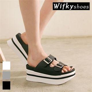 Buckled Platform Mules