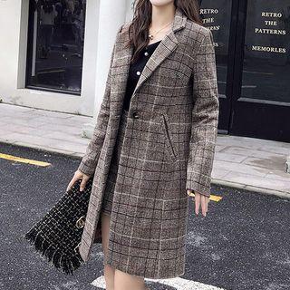 Set: Plaid One Button Blazer + Asymmetric Mini Skirt