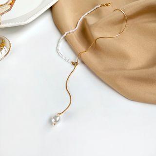Faux Pearl Pendant Necklace 1 Pc - Faux Pearl - White & Gold - One Size