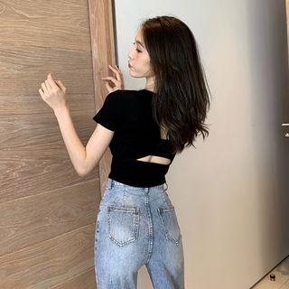 Cutout-back Crop T-shirt
