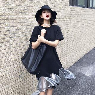 Short Sleeve Panel Mesh Mermaid Dress