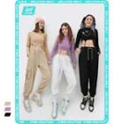 Tie-hem Mock Two-piece Crop T-shirt
