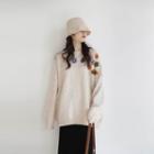 Round-neck Embroider Floral Oversize Sweater