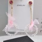 Rhinestone Lace Bow Hoop Dangle Earring