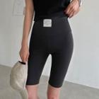 Letter Patch Biker Shorts Black - One Size