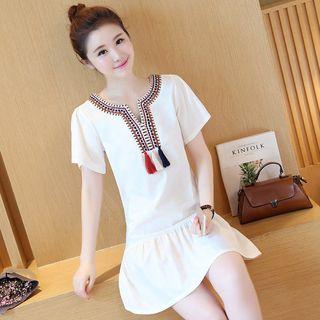 Short-sleeve Dress With Tassel