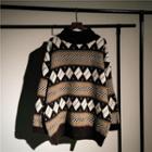 Argyle Color-block Oversize Sweater