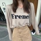 Long-sleeve Lettering T-shirt / Mini A-line Skort