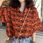 Pineapple Print Chiffon Blouse As Shown In Figure - One Size