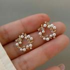 Rhinestone Alloy Earring 1 Pair - Gold & White - One Size